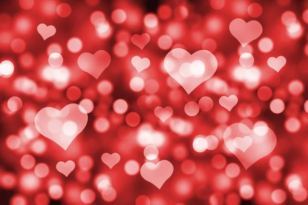 Herzen Bokeh-Effekt Hintergrund. abstrakter Hintergrund mit Herzformen. Valentinstag, Muttertag, Geburtstagsgrußkarten, Einladung — Stockfoto