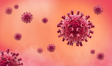 Coronavirus - Mikrobiyoloji ve Viroloji Konsepti - 3D illüstrasyon