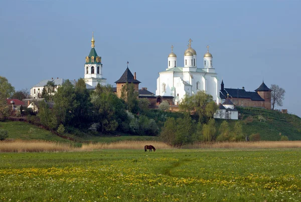Старий монастир на низькому зеленому пагорбі Стокове Зображення