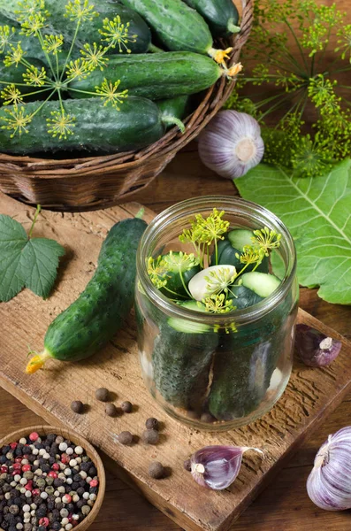 Ingredients for pickling cucumbers — Stock Photo, Image