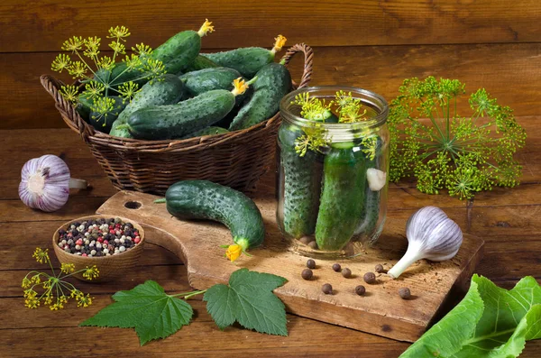 Preparation for pickling cucumbers — Stock Photo, Image