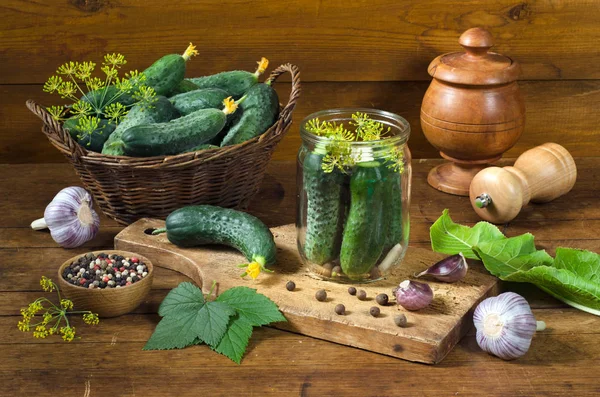 Preparation for pickling cucumbers — Stock Photo, Image