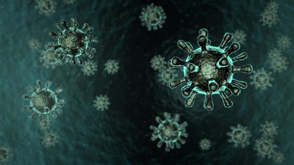 Coronavirus Partikel Flyger Genom Grönt Organiskt Utrymme 2019 Ncov Eller — Stockvideo