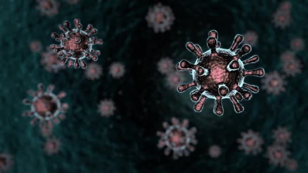 Koronavirus Partikkel Flyr Gjennom Det Grønne Organiske Rommet 2019 Ncov – stockvideo