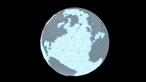 4K abstrato 3D renderização do globo rotativo lowpoly. loop de animação — Vídeo de Stock