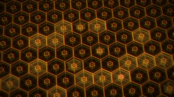 4k abstrakte animierte Schleife des Hexagon-Hintergrundes. HUD bewegliches Sechseckgitter — Stockvideo