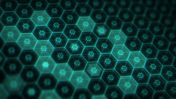 4k abstract animated loop of the hexagon background. HUD moving hexagon grid — Stock Video
