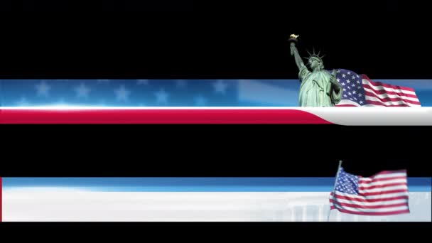 Animated 4k Lower Third with USA Waving Flag on Transparent Background Ready to Compose — Stock Video