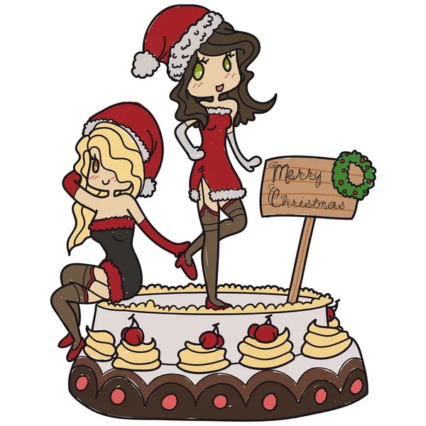 Pin up gâteau de Noël — Image vectorielle
