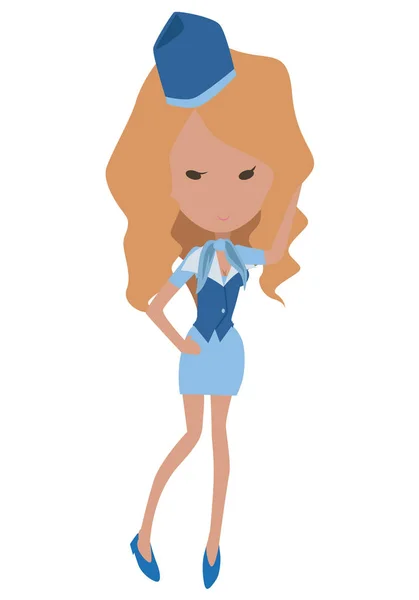 Cartoon blonde Stewardess — Stockvektor