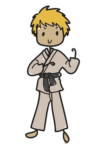 Karateka estilo doodle — Vetor de Stock