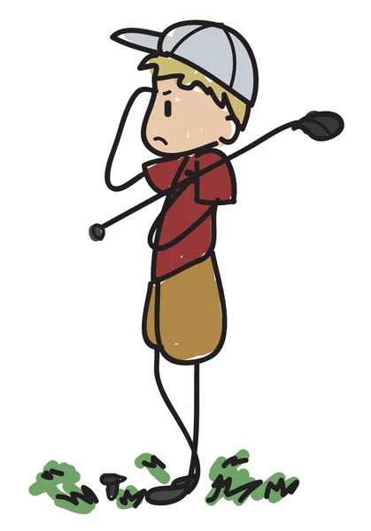 Doodle stylu cartoon golf gracz — Wektor stockowy