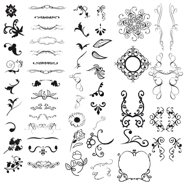 Set Elementi Design Ornamentale Floreale Illustrazione Stock