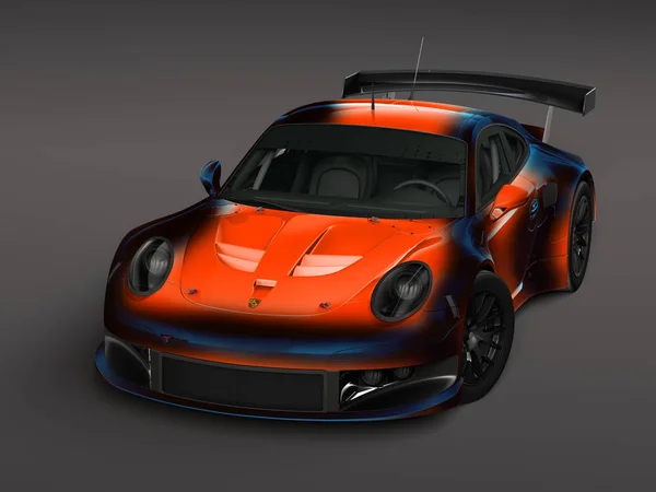 Süper spor yarış arabası bukalemun dumanlı ile izole üzerinde gri arka plan boya