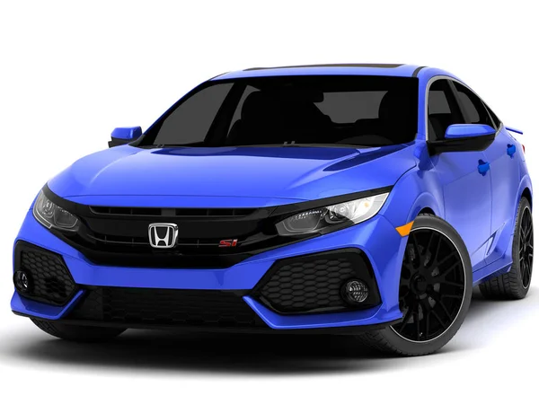 Alta qualty modelo 3D de Glossy Deep azul esporte esporte carro esporte de luxo isolado no fundo preto. Renderizado em alta resolução com vista close-up . — Fotografia de Stock