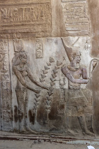 Anciennes Sculptures Détaillées Bas Relief Égyptien Dans Temple Kom Ombo — Photo