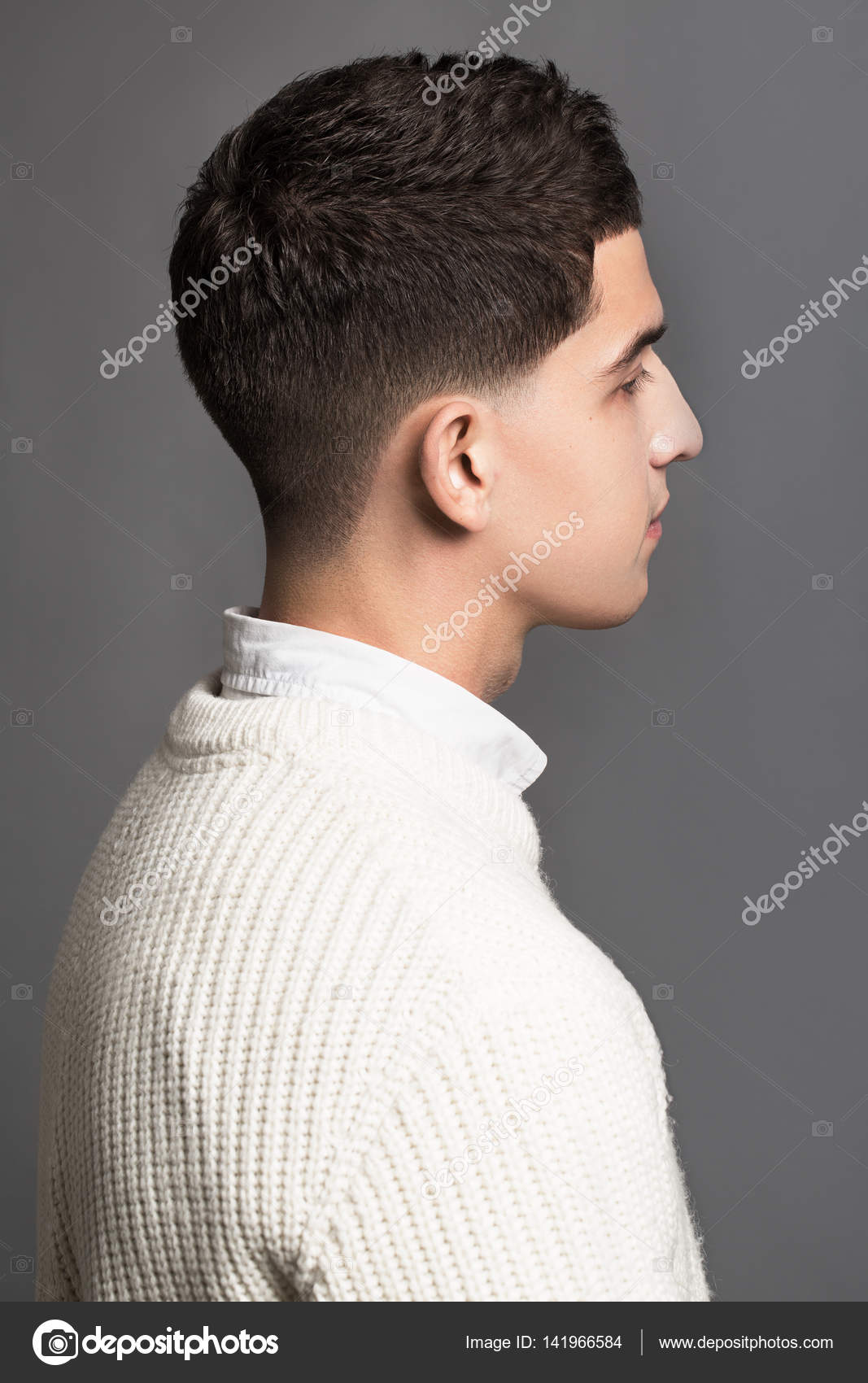 Handsome Young Fashion Model Man Portrait Attractive Guy Face C