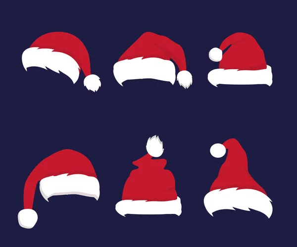 Kapelusz i broda Świętego Mikołaja. Czerwony Merry Christmas Card Ilustracja — Wektor stockowy