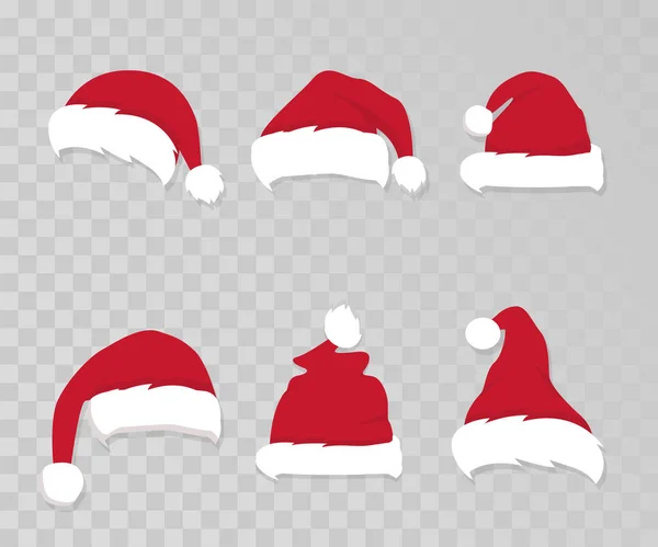 Sombrero y barba de Papá Noel. Red Merry Christmas Card Ilustración — Vector de stock