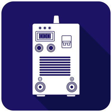 Mavi arkaplanda beyaz kaynak makinesi simgesi