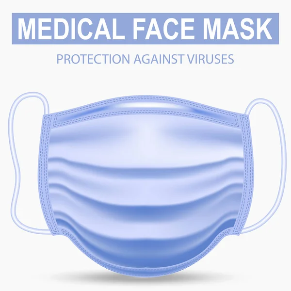 Realista Mascarilla Protectora Médica Sobre Fondo Blanco Ilustración Vectorial — Vector de stock