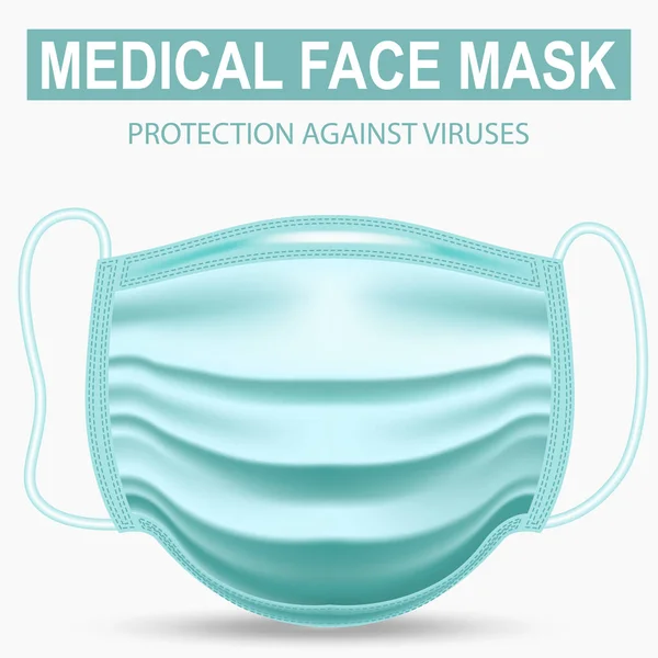 Realista Mascarilla Protectora Médica Sobre Fondo Blanco Ilustración Vectorial — Vector de stock