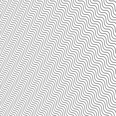 Beyaz zemin üzerinde çapraz siyah dalga çizgileri deseni soyut