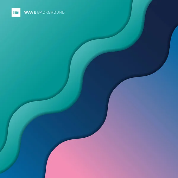 Abstract background green, blue, pink color diagonal waves layer — 스톡 벡터