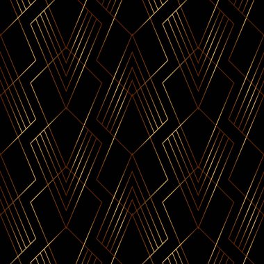 Siyah arka plan sanat deco üzerinde zarif altın çizgili geometrik desen
