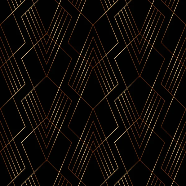 ブラックを基調としたエレガントなゴールドライン幾何学模様｜art deco — ストックベクタ