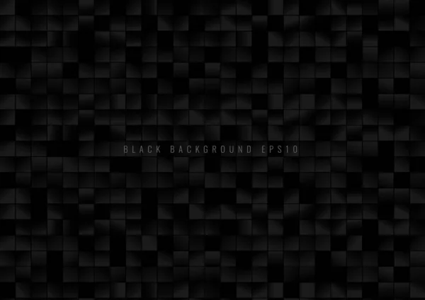 Abstract pattern black square grid pixels on dark background. 3D darkness science technology. Vector illustration