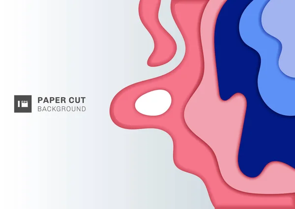 Αφηρημένη Κύμα Στρώμα Ροζ Και Μπλε Χαρτί Κομμένα Στυλ Του — Διανυσματικό Αρχείο