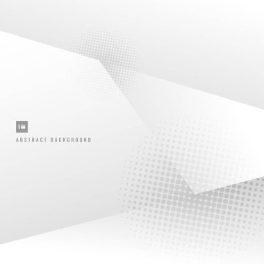 Soyut arkaplan beyaz ve gri gradyan ve yarım tonlu tasarım. Vektör illüstrasyonu