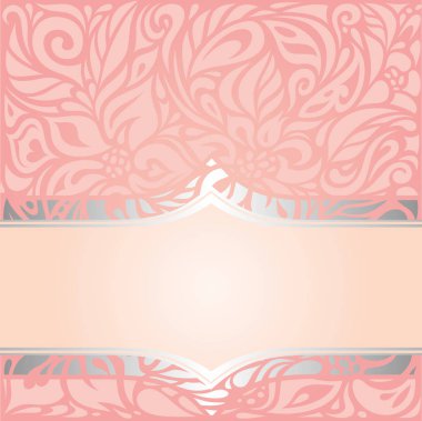 Pembe ve gümüş retro dekoratif davet duvar kağıdı tasarım