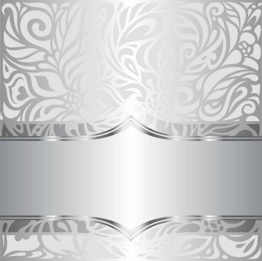 Gümüş parlak çiçek vintage desenli duvar kağıdı arka plan