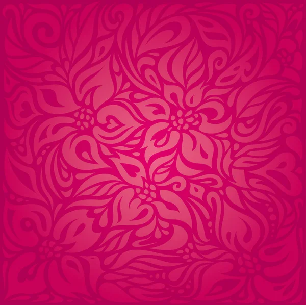 Red floral vector pattern wallpaper background — Stock Vector