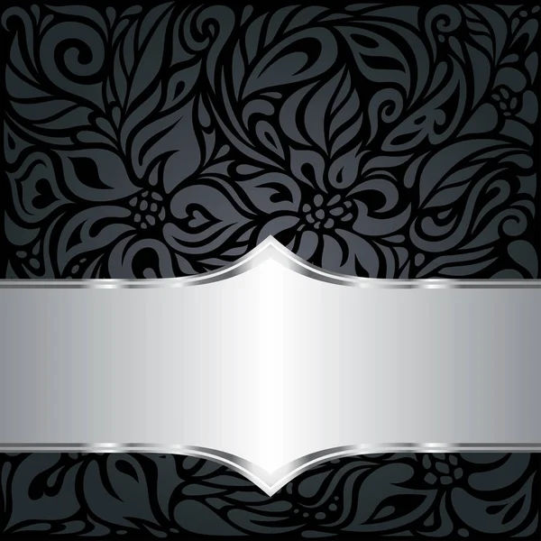 Decorativa preto & prata floral luxo papel de parede fundo —  Vetores de Stock