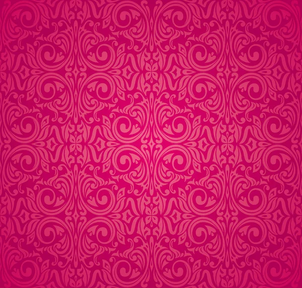 赤い花柄の壁紙デザインの背景 — ストックベクタ