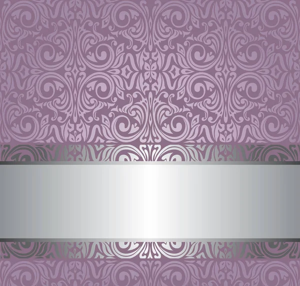Violet vintage wallpaper invitation design with copy space — Stock Vector