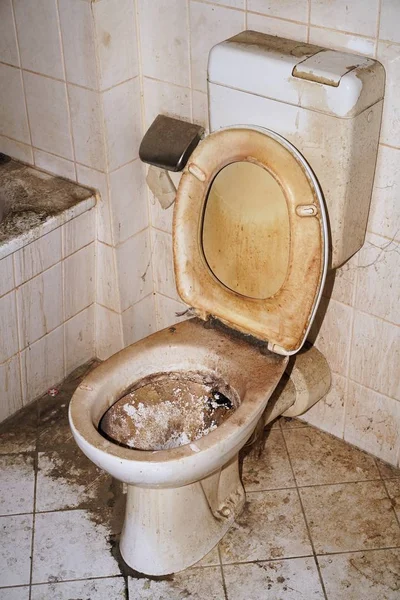 Грязный туалет в грязной квартире — стоковое фото