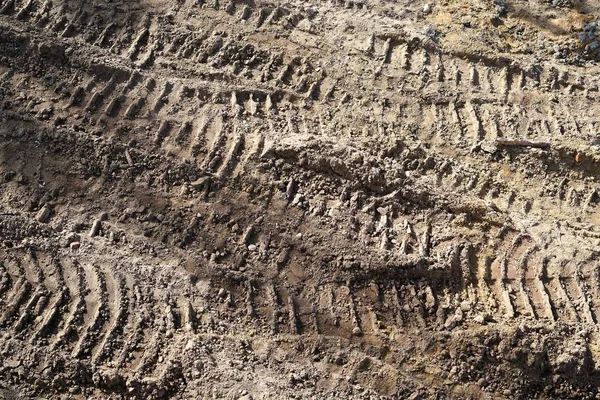 Tire tracks on a construction site. — Stock Photo, Image