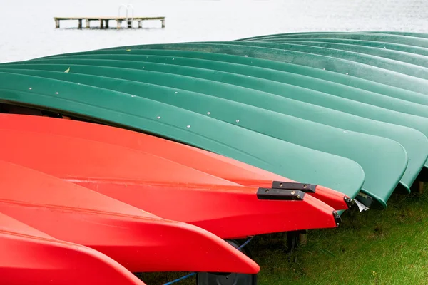 Canoes on a boat rental