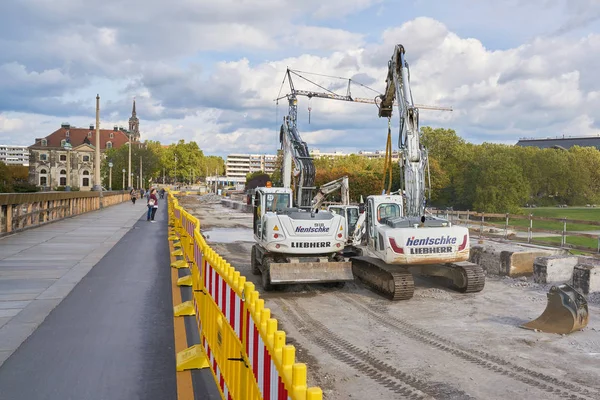 Renovation work on the Augustus Bridge in Dresden — Stock Photo, Image