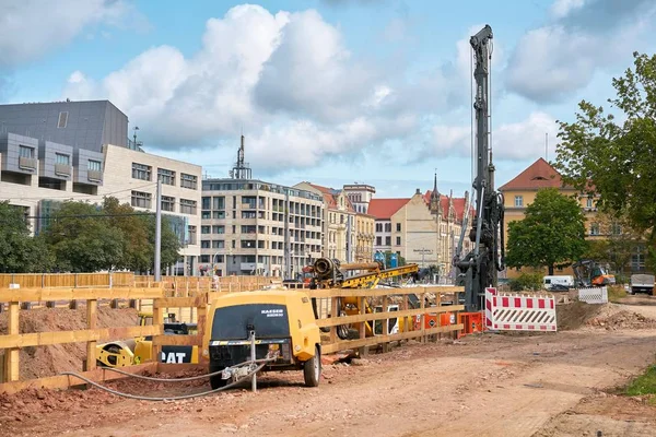 Magdeburg Germany August 2017 Construction Site Newly Emerging Domviertel Downtown — Stock Photo, Image