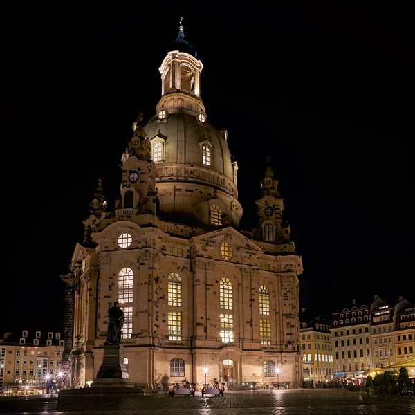 Frauenkirche Dans Vieille Ville Dresde Nuit — Photo