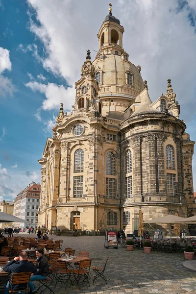 Dresden Almanya Ekim 2017 Frauenkirche Dresden Eski Şehir Planda Bazı — Stok fotoğraf