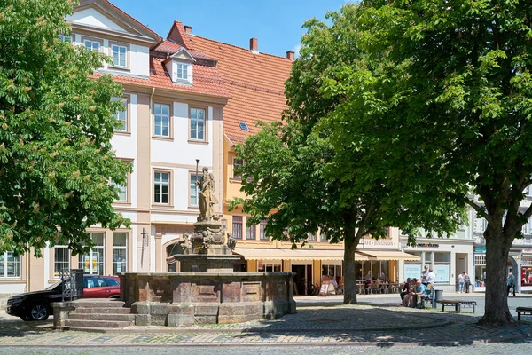 Gotha Alemania Junio 2019 Schellenbrunnen Fuente Mercado Principal Casco Antiguo — Foto de Stock