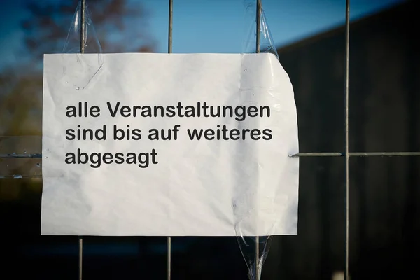 Schild Mit Der Aufschrift Alle Veranstaltungen Abgesagt — Stockfoto