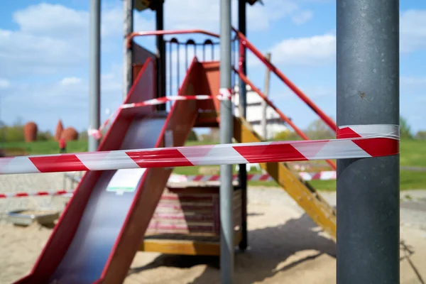 Due Danger Infection Closed Playground Magdeburg Germany — Stock Photo, Image