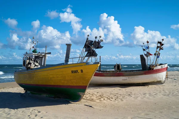 Rewal Polónia Setembro 2019 Barcos Pesca Praia Costa Polonesa Mar — Fotografia de Stock